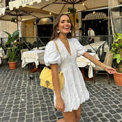 Short dress with puffed sleeves - Elegant & Stylish for special occasions - Image 4