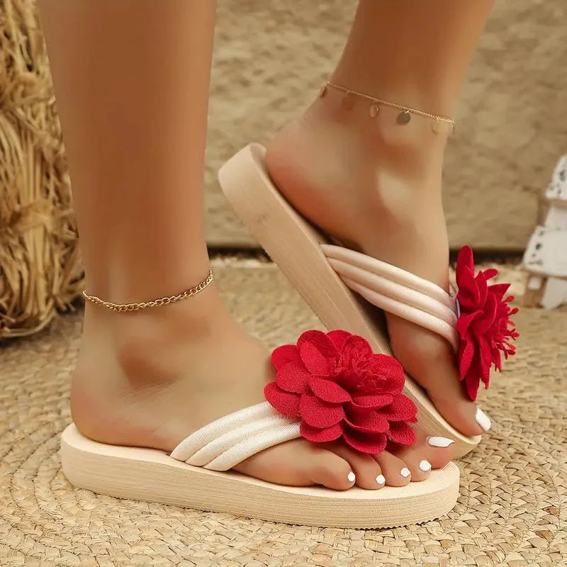 Women Flower Slide Sandals | Platform Open Toe Casual Shoes-Women Shoes-Homefinn