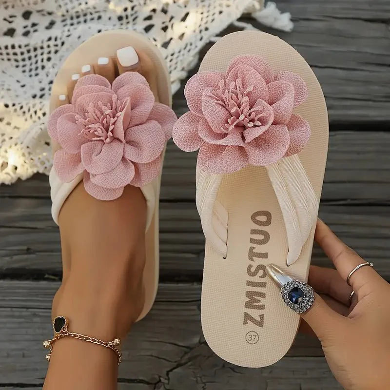 Women Flower Slide Sandals | Platform Open Toe Casual Shoes-Women Shoes-Homefinn