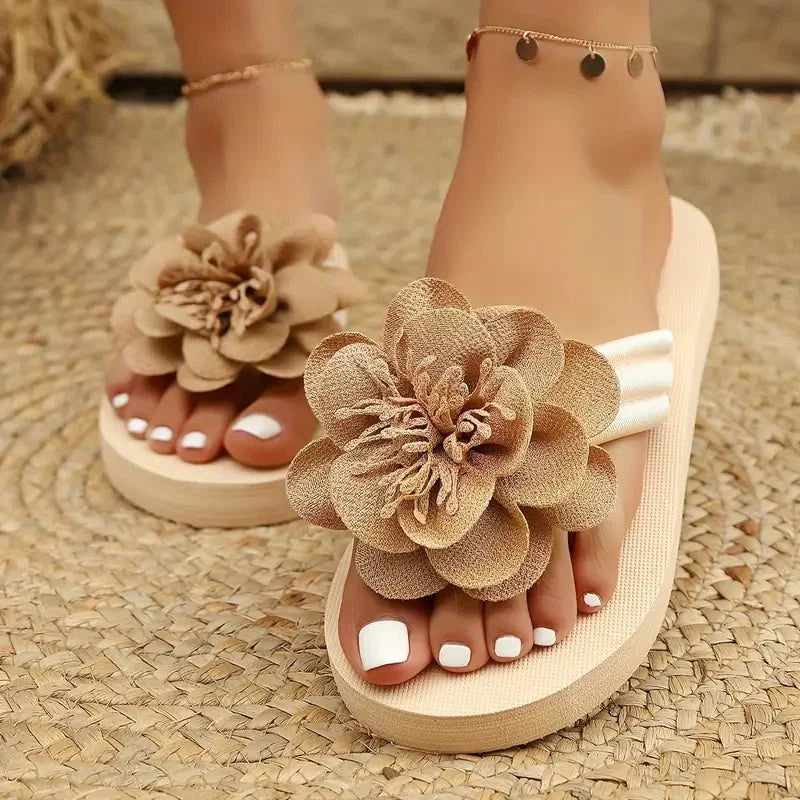 Women Flower Slide Sandals | Platform Open Toe Casual Shoes-Women Shoes-Homefinn