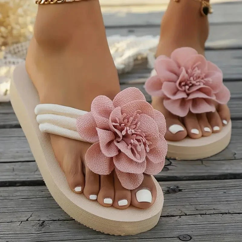 Women Flower Slide Sandals | Platform Open Toe Casual Shoes-Women Shoes-Homefinn