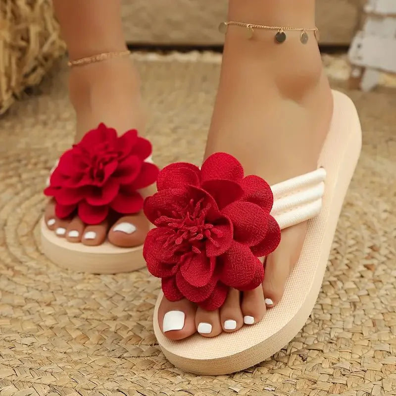 Women Flower Slide Sandals | Platform Open Toe Casual Shoes-Women Shoes-Homefinn