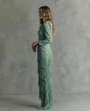 Women Fringe Maxi Dress | V Neck Long Sleeve Occasion Wear-Women Dress-Homefinn