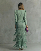 Women Fringe Maxi Dress | V Neck Long Sleeve Occasion Wear-Women Dress-Homefinn