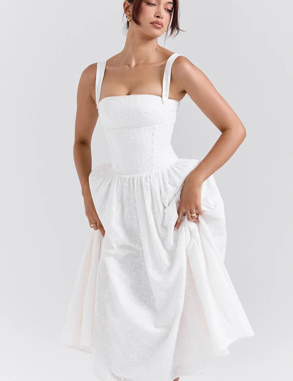 Women Gingham Midi Dress | Square Neck Sleeveless Occasion Wear-Women Dress-Homefinn