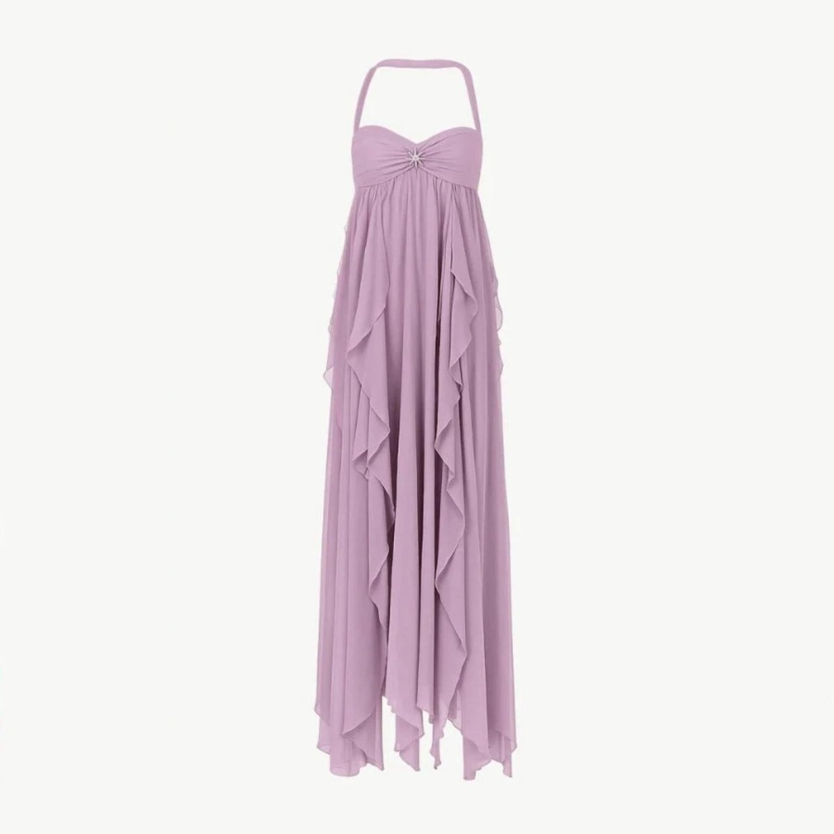 Women Maxi Dress | Halter Neck Ruffle Occasion Wear-Women Dress-Homefinn