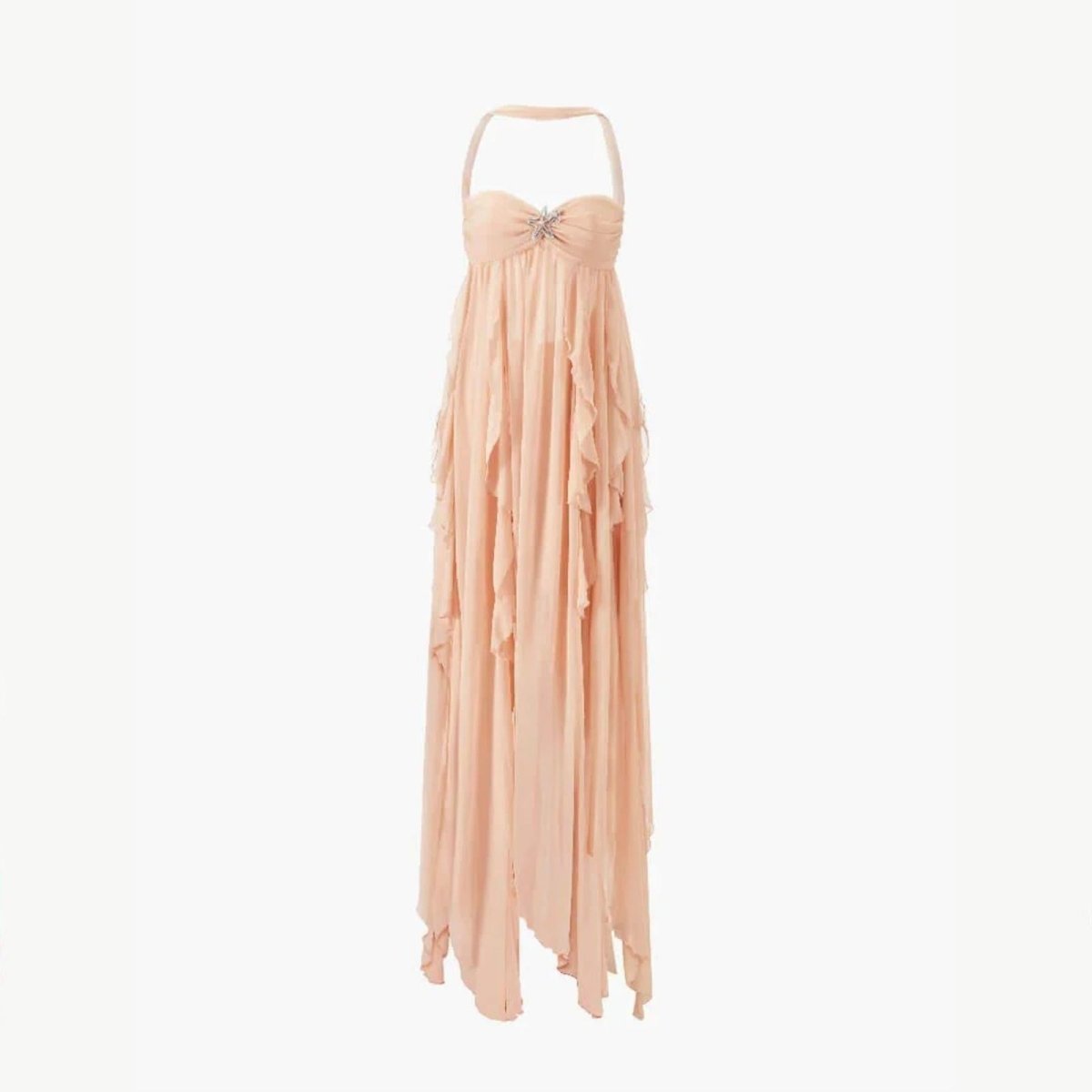 Women Maxi Dress | Halter Neck Ruffle Occasion Wear-Women Dress-Homefinn