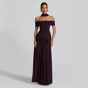 Women Maxi Dress | Off Shoulder Evening Dress-Women Dress-Homefinn