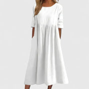 Women Maxi Dress | Round Neck Pocket Casual Wear-Women Dress-Homefinn