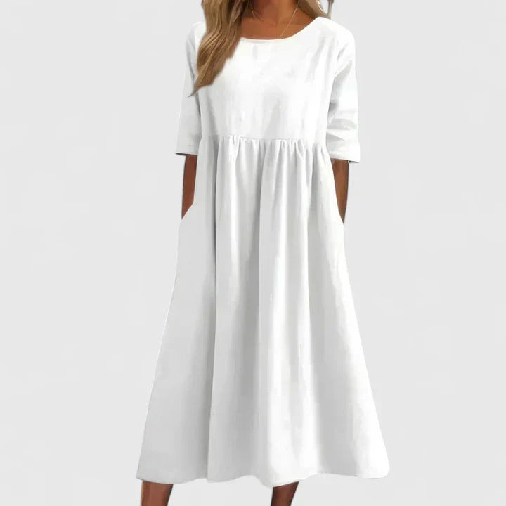 Women Maxi Dress | Round Neck Pocket Casual Wear-Women Dress-Homefinn
