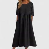 Women's Maxi Dress | Round Neck Pocket Casual Wear