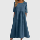 Women's Maxi Dress | Round Neck Pocket Casual Wear