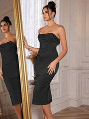 Women Midi Dress | Strapless Corset Occasion Wear-Women Dress-Homefinn