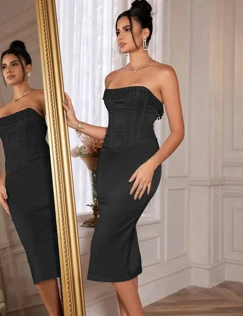 Women Midi Dress | Strapless Corset Occasion Wear-Women Dress-Homefinn
