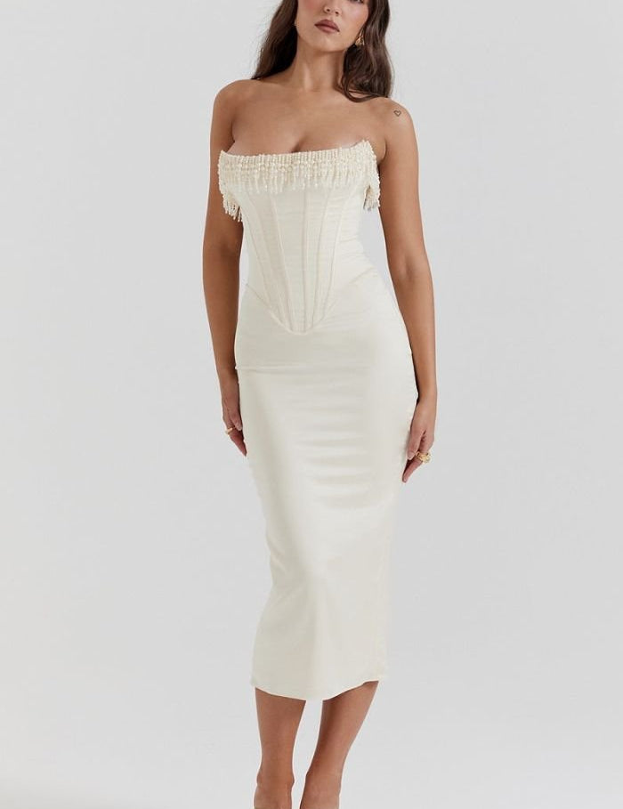 Women Midi Dress | Strapless Corset Occasion Wear-Women Dress-Homefinn