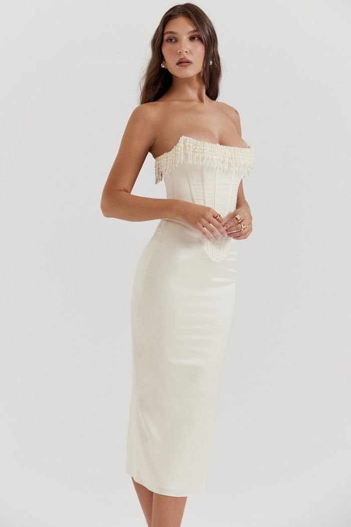 Women Midi Dress | Strapless Corset Occasion Wear-Women Dress-Homefinn