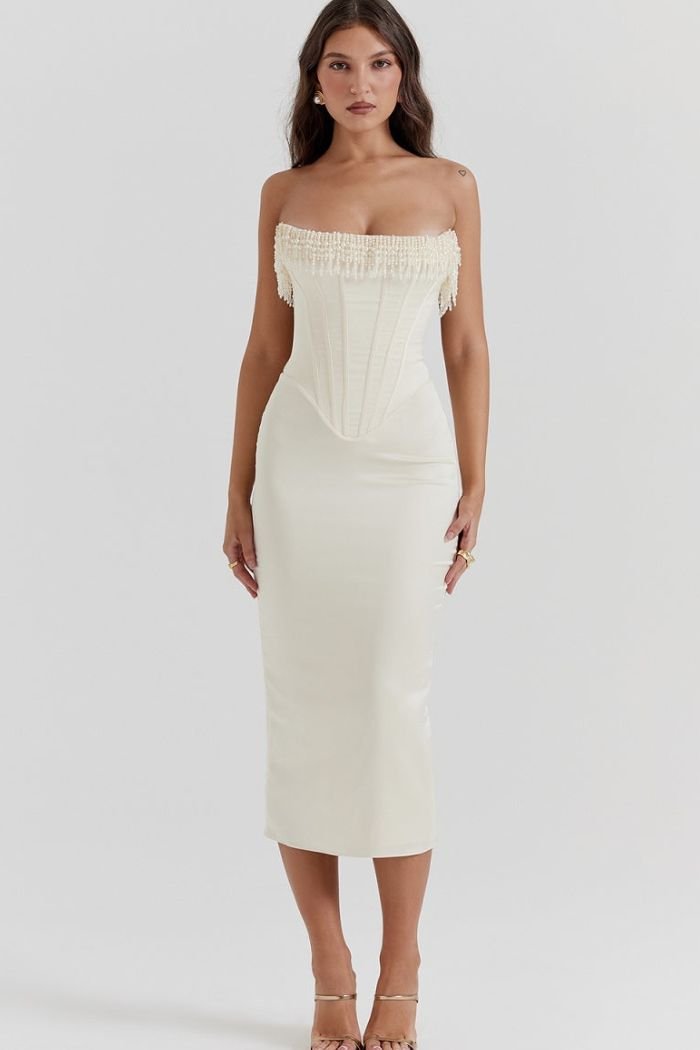 Women Midi Dress | Strapless Corset Occasion Wear-Women Dress-Homefinn