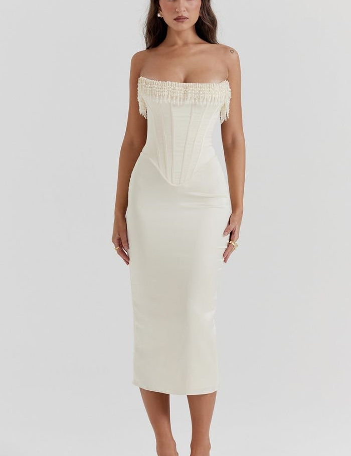 Women Midi Dress | Strapless Corset Occasion Wear-Women Dress-Homefinn