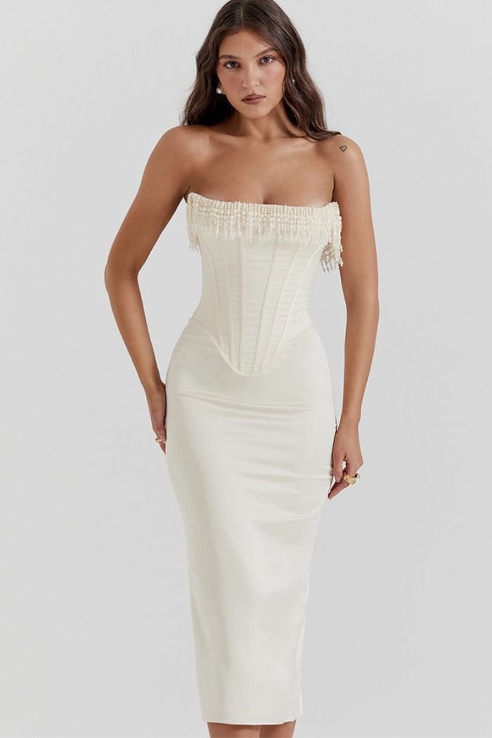 Women Midi Dress | Strapless Corset Occasion Wear-Women Dress-Homefinn