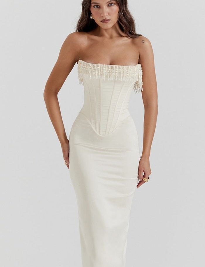 Women Midi Dress | Strapless Corset Occasion Wear-Women Dress-Homefinn