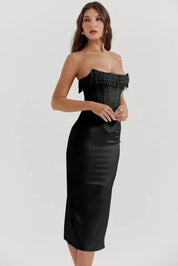 Women Midi Dress | Strapless Corset Occasion Wear-Women Dress-Homefinn