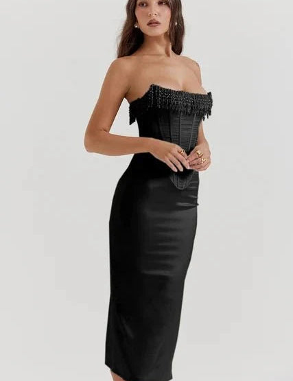 Women Midi Dress | Strapless Corset Occasion Wear-Women Dress-Homefinn