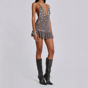Women Mini Dress | Halter Neck Backless Party Dress-Women Dress-Homefinn