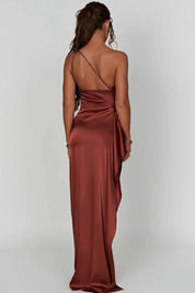 Women One Shoulder Maxi Dress | Ruched Split Occasion Wear-Women Dress-Homefinn