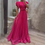 Women's Pleated Maxi Dress | Flutter Sleeve Occasion Wear