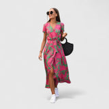 Women's Polka Dot Midi Dress | Short Sleeve Wrap Casual Wear