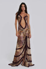 Women Printed Maxi Dress | Cut Out Sleeveless Occasion Wear