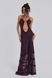 Women Printed Maxi Dress | Cut Out Sleeveless Occasion Wear-Women Dress-Homefinn