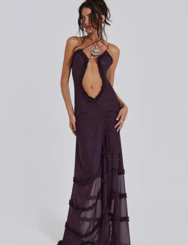 Women Printed Maxi Dress | Cut Out Sleeveless Occasion Wear-Women Dress-Homefinn