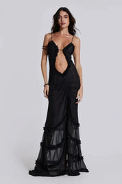 Women Printed Maxi Dress | Cut Out Sleeveless Occasion Wear-Women Dress-Homefinn