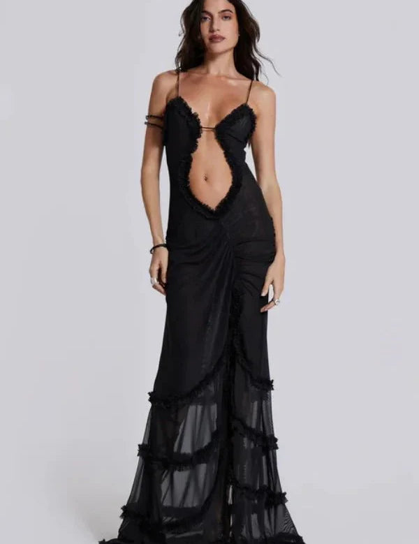 Women Printed Maxi Dress | Cut Out Sleeveless Occasion Wear-Women Dress-Homefinn