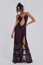 Women Printed Maxi Dress | Cut Out Sleeveless Occasion Wear-Women Dress-Homefinn