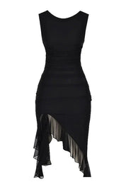 Women Ruched Midi Dress | Sleeveless Side Slit Occasion Wear-Women Dress-Homefinn