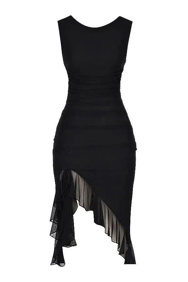 Women Ruched Midi Dress | Sleeveless Side Slit Occasion Wear-Women Dress-Homefinn