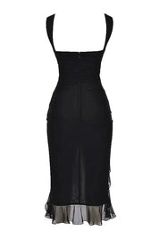 Women Ruched Midi Dress | Sleeveless Side Slit Occasion Wear-Women Dress-Homefinn