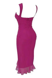 Women Ruched Midi Dress | Sleeveless Side Slit Occasion Wear-Women Dress-Homefinn