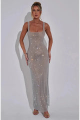 Women's Sequin Maxi Dress | Spaghetti Strap Evening Wear