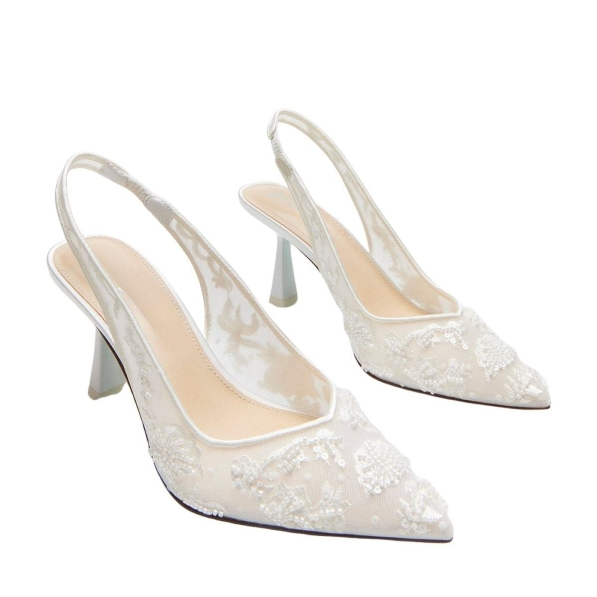 Women Slingback Heels | Pointed Toe Embroidered Occasion Shoes-Women Shoes-Homefinn