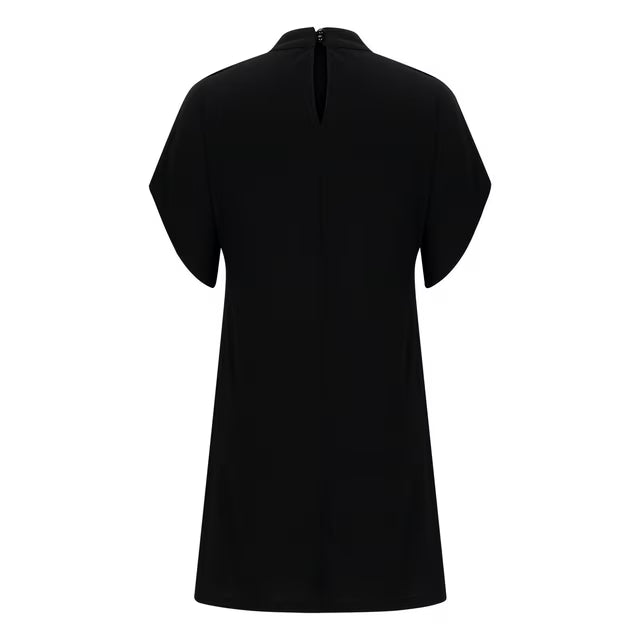 Women Solid Mini Dress | High Neck Draped Everyday Wear-Women Dress-Homefinn