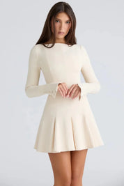 Women Solid Mini Dress | Long Sleeve A Line Occasion Wear-Women Dress-Homefinn