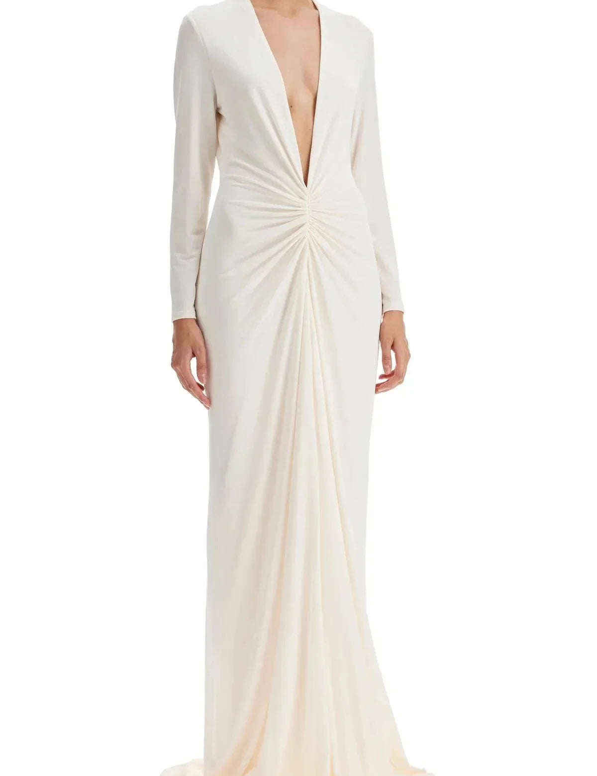 Women Split Maxi Dress | Deep V Neck Long Sleeve Occasion Wear-Women Dress-Homefinn