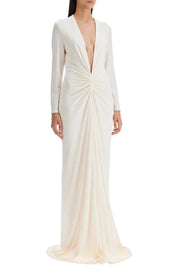 Women Split Maxi Dress | Deep V Neck Long Sleeve Occasion Wear-Women Dress-Homefinn