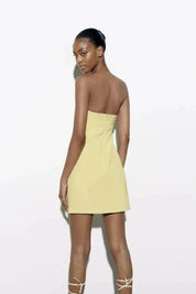 Women Strapless Mini Dress | Cut Out Bodycon Party Wear-Women Dress-Homefinn