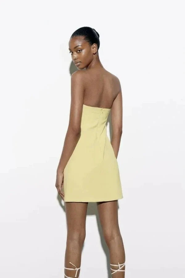 Women Strapless Mini Dress | Cut Out Bodycon Party Wear-Women Dress-Homefinn