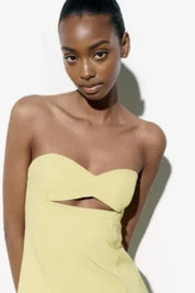 Women Strapless Mini Dress | Cut Out Bodycon Party Wear-Women Dress-Homefinn