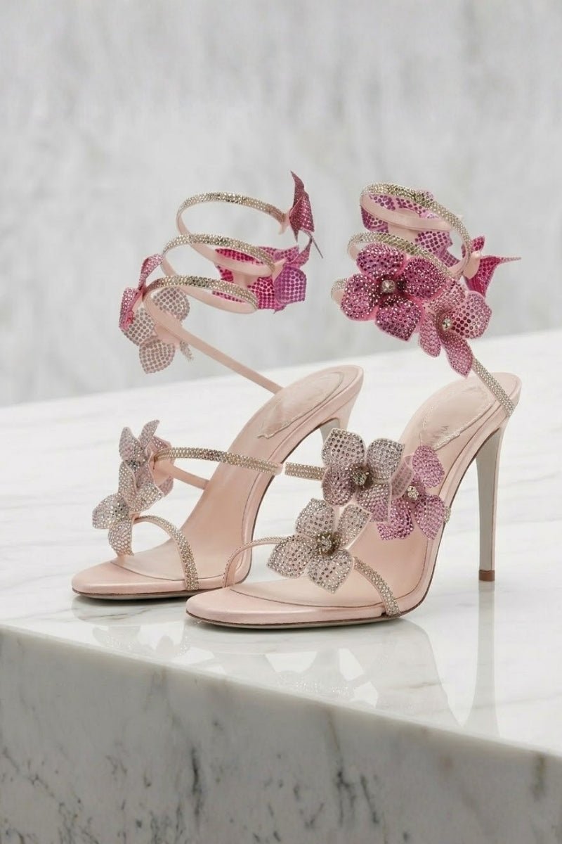 Women Strappy High Heel Sandals | Butterfly Lace Up Occasion Shoes-Women Shoes-Homefinn